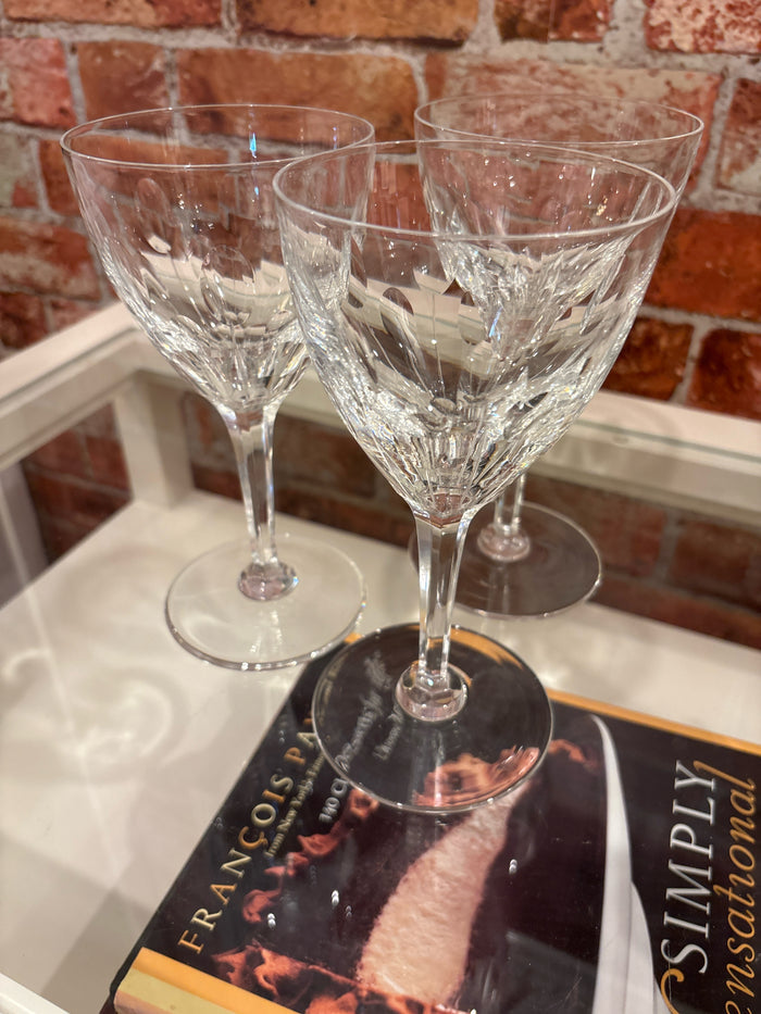 SET OF THREE THUMB PRINT WINE GLASSES