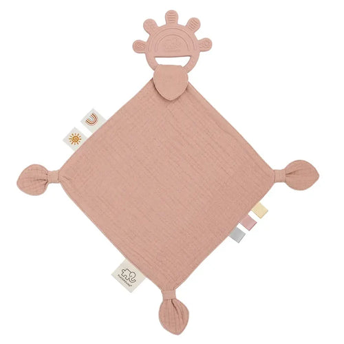 Silicone Muslin Comfort Teether - Rose Pink