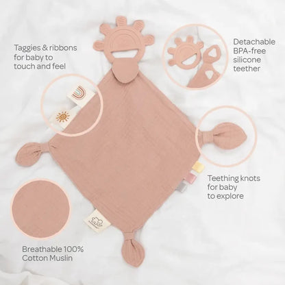 Silicone Muslin Comfort Teether - Rose Pink