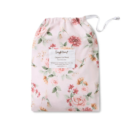 Snuggle Hunny Organic Fitted Jersey Cotton Cot Sheet - Birds & Blooms