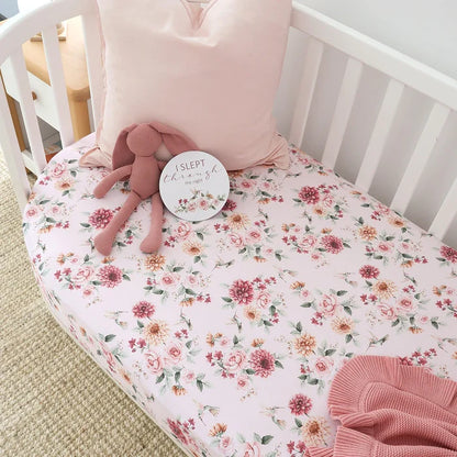 Snuggle Hunny Organic Fitted Jersey Cotton Cot Sheet - Birds & Blooms