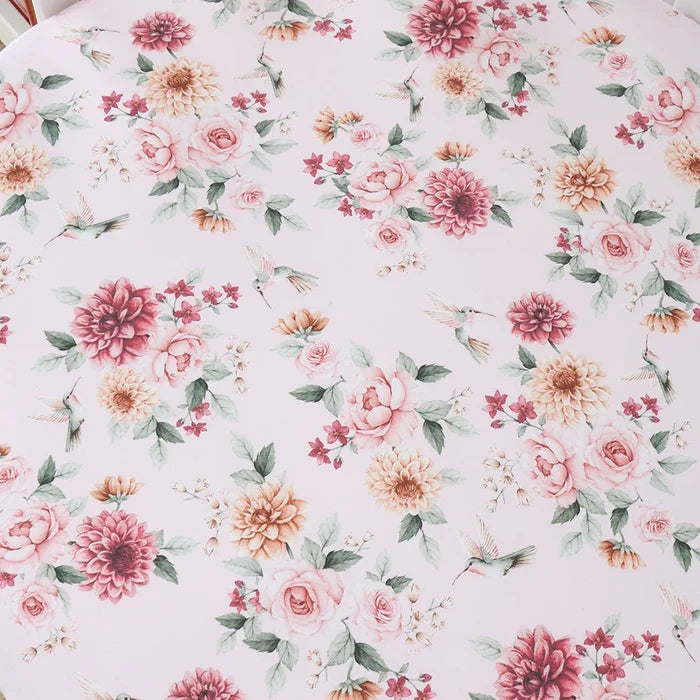 Snuggle Hunny Organic Fitted Jersey Cotton Cot Sheet - Birds & Blooms