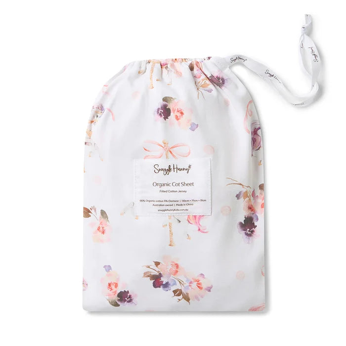 Snuggle Hunny Organic Fitted Jersey Cotton Cot Sheet - Carousel