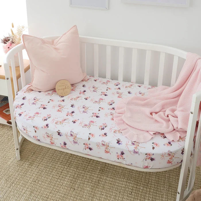 Snuggle Hunny Organic Fitted Jersey Cotton Cot Sheet - Carousel