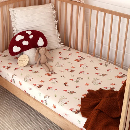 Snuggle Hunny Organic Fitted Jersey Cotton Cot Sheet - Gnomes