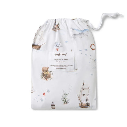 Snuggle Hunny Organic Fitted Jersey Cotton Cot Sheet - Set Sail