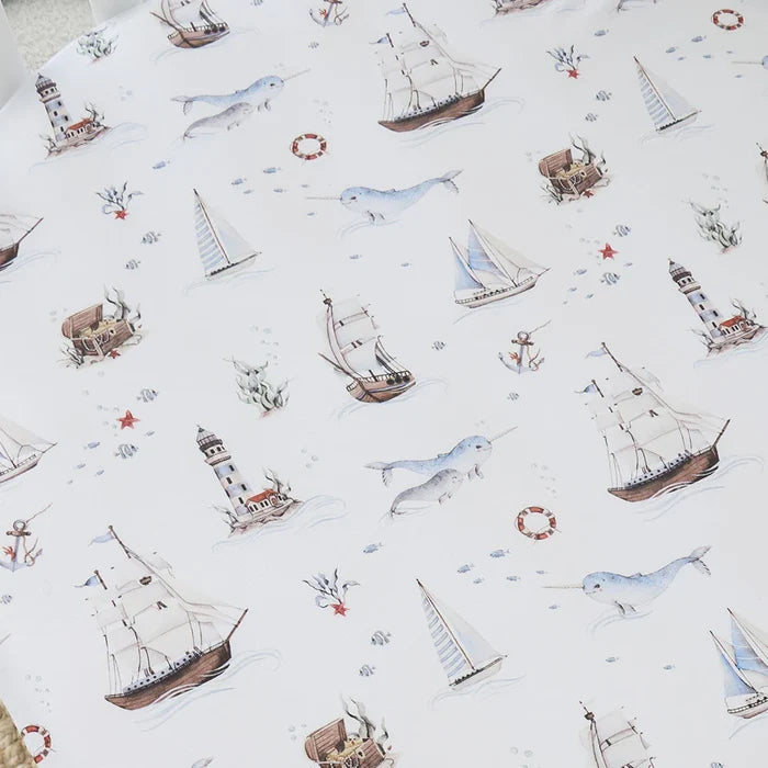 Snuggle Hunny Organic Fitted Jersey Cotton Cot Sheet - Set Sail