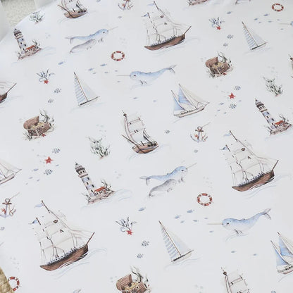 Snuggle Hunny Organic Fitted Jersey Cotton Cot Sheet - Set Sail