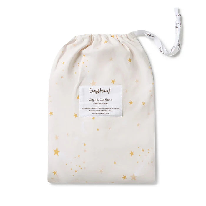 Snuggle Hunny Organic Fitted Jersey Cotton Cot Sheet - Stardust