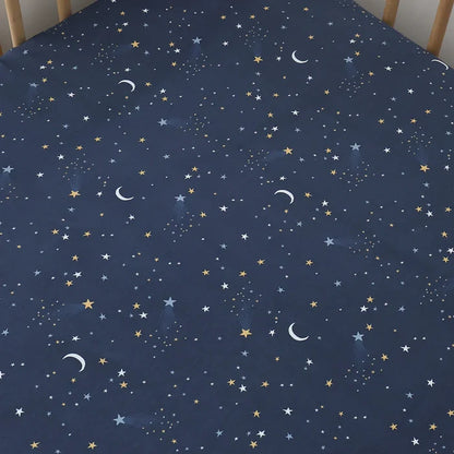 Snuggle Hunny Organic Fitted Jersey Cotton Cot Sheet - Starry Night