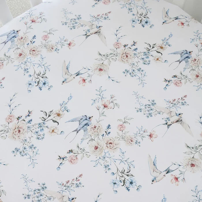 Snuggle Hunny Organic Fitted Jersey Cotton Cot Sheet - Sweet Swallows