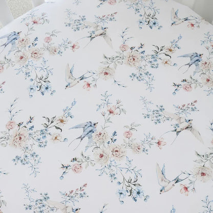 Snuggle Hunny Organic Fitted Jersey Cotton Cot Sheet - Sweet Swallows