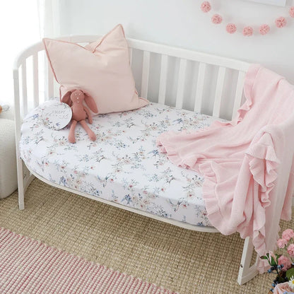 Snuggle Hunny Organic Fitted Jersey Cotton Cot Sheet - Sweet Swallows