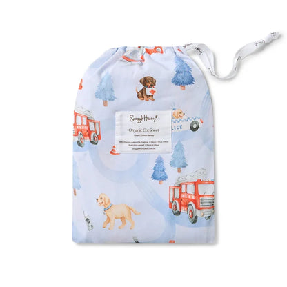 Snuggle Hunny Organic Fitted Jersey Cotton Cot Sheet - To The Rescue
