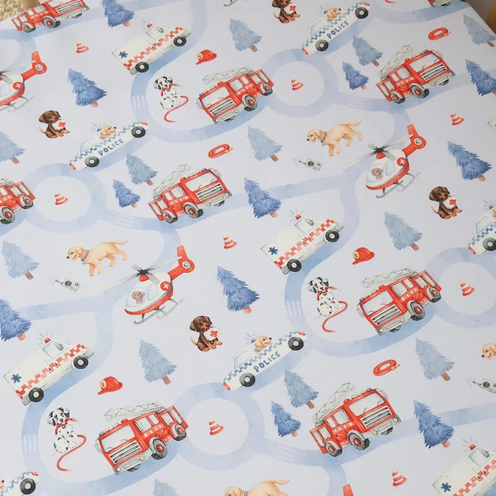 Snuggle Hunny Organic Fitted Jersey Cotton Cot Sheet - To The Rescue