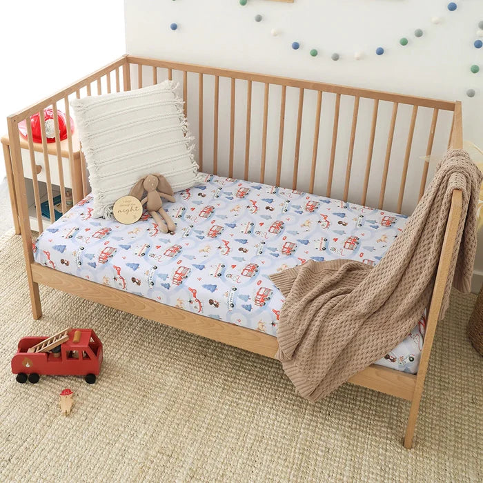 Snuggle Hunny Organic Fitted Jersey Cotton Cot Sheet - To The Rescue