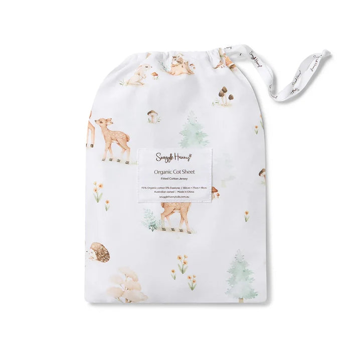 Snuggle Hunny Organic Fitted Jersey Cotton Cot Sheet - Woodland Tales