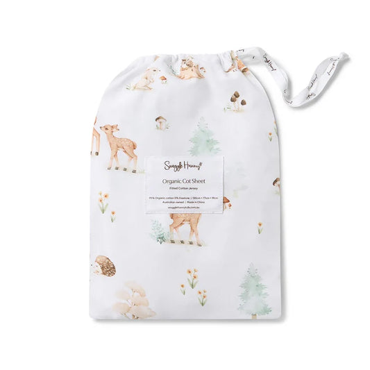 Snuggle Hunny Organic Fitted Jersey Cotton Cot Sheet - Woodland Tales