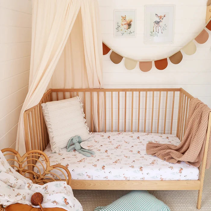 Snuggle Hunny Organic Fitted Jersey Cotton Cot Sheet - Woodland Tales