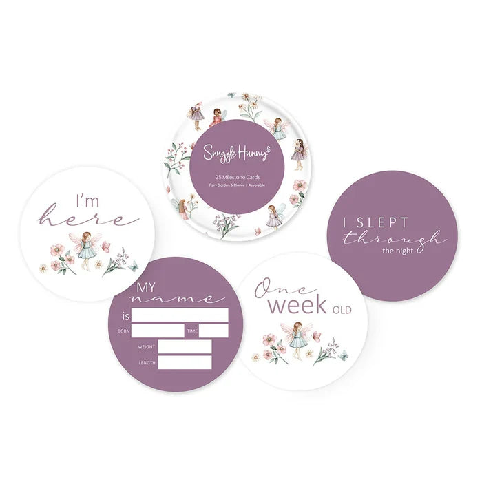 Snuggle Hunny Reversible Milestone Cards - Fairy Garden & Dusk