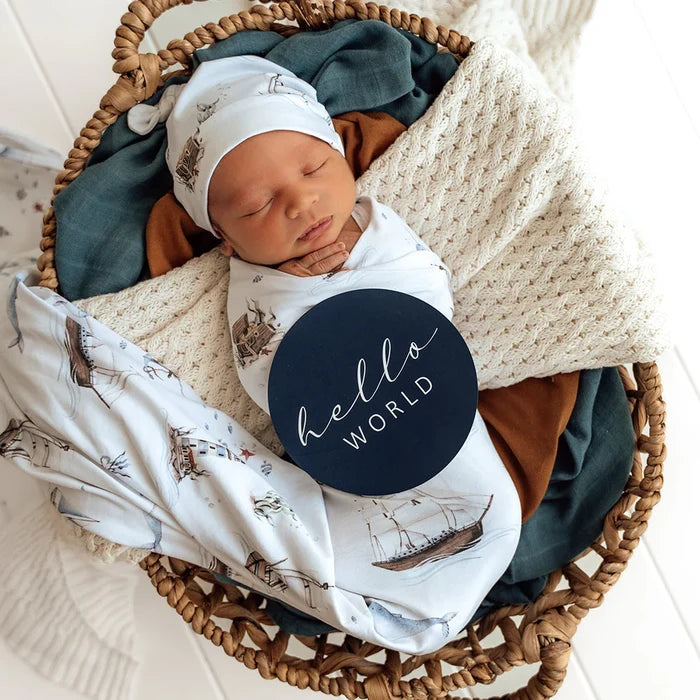 Snuggle Hunny Reversible Milestone Cards - Set Sail & Navy