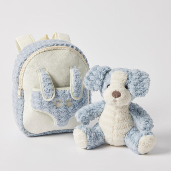 Soft Toy Blue Puppy Take-Me-Home Backpack