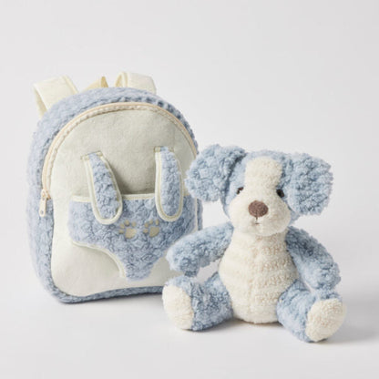 Soft Toy Blue Puppy Take-Me-Home Backpack