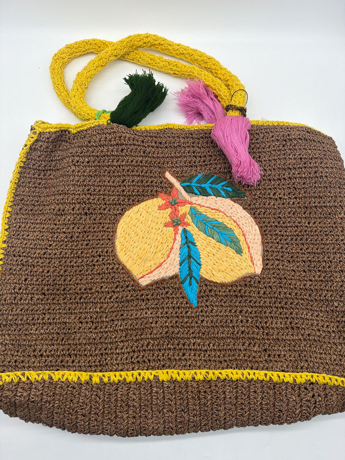 TOTE BAG RAFFIA LEMON FIESTA
