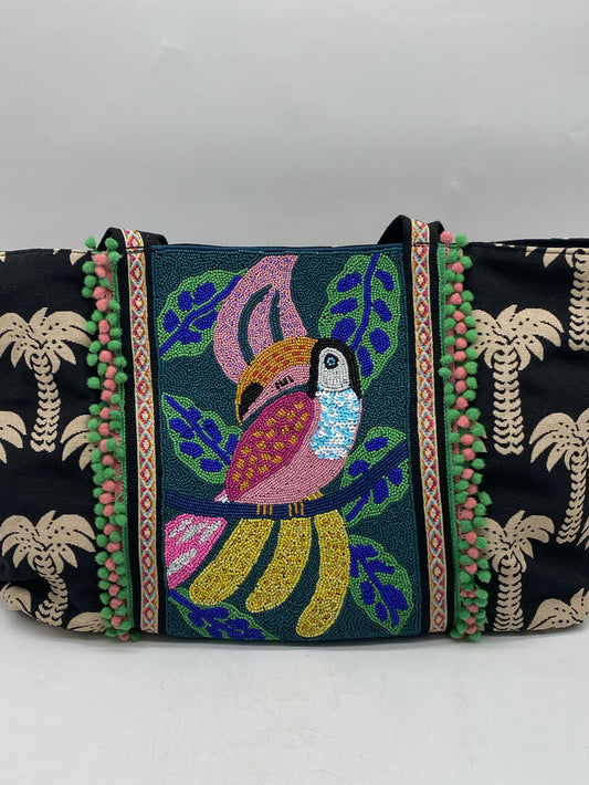 TOTE BEADED TROPICAL TOUCAN